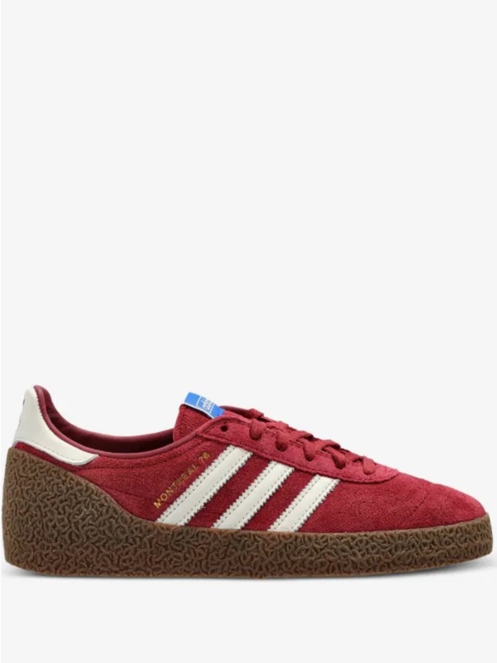 Adidas Montreal 76 sneakers in burgundy and white with three white stripes size